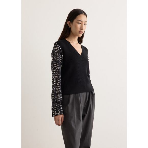 Dries Van Noten Tomina Silk Sleeve V Neck Sweater in Black L - Picture 3 of 5